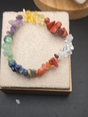 Multi-Color Chakra Chip Bracelet (2376)